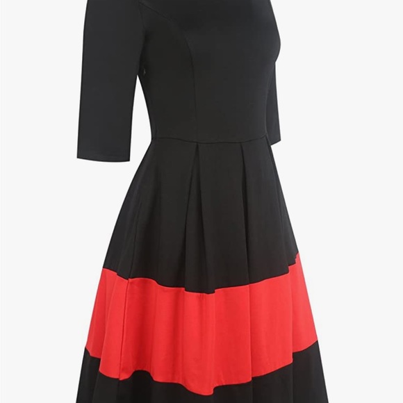 oxiuly Women's Vintage Half Sleeve Dress with Pockets - Picture 2 of 3